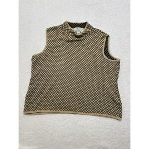 Norton McNaughton Women's Sleeveless Sweater Size Large Beige Brown Preppy